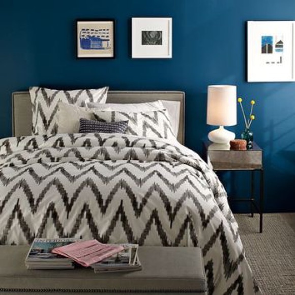 West Elm Bedding Organic Chevron Queen Duvet Cover Grey Poshmark